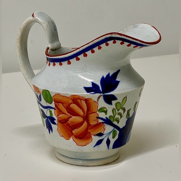 19th Century Antique Gaudy Dutch Double Rose Pattern Hand Painted Creamer Jug - Picture 6 of 16